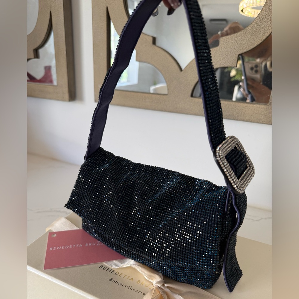 Benedetta Bruzziches le mignon Vitty mini beaded bag dark blue - Picture 2 of 13